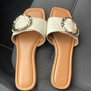 A New Day Cream and Gold Sandals with Elegant Design